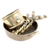 A Victorian brass jam pan,