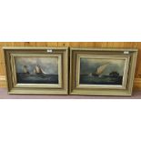 Charles Beaty pair of oils on board of Gt Yarmouth marine scenes with ships,