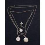 A collection of 9ct gold jewellery including three St Christopher pendants on chains plus a 9ct