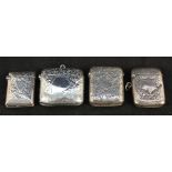 Four various plain silver vestas,