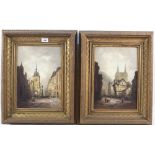 A pair of 19th Century oil on canvas street scenes, signed H.