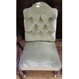 A Victorian green upholstered nursing chair