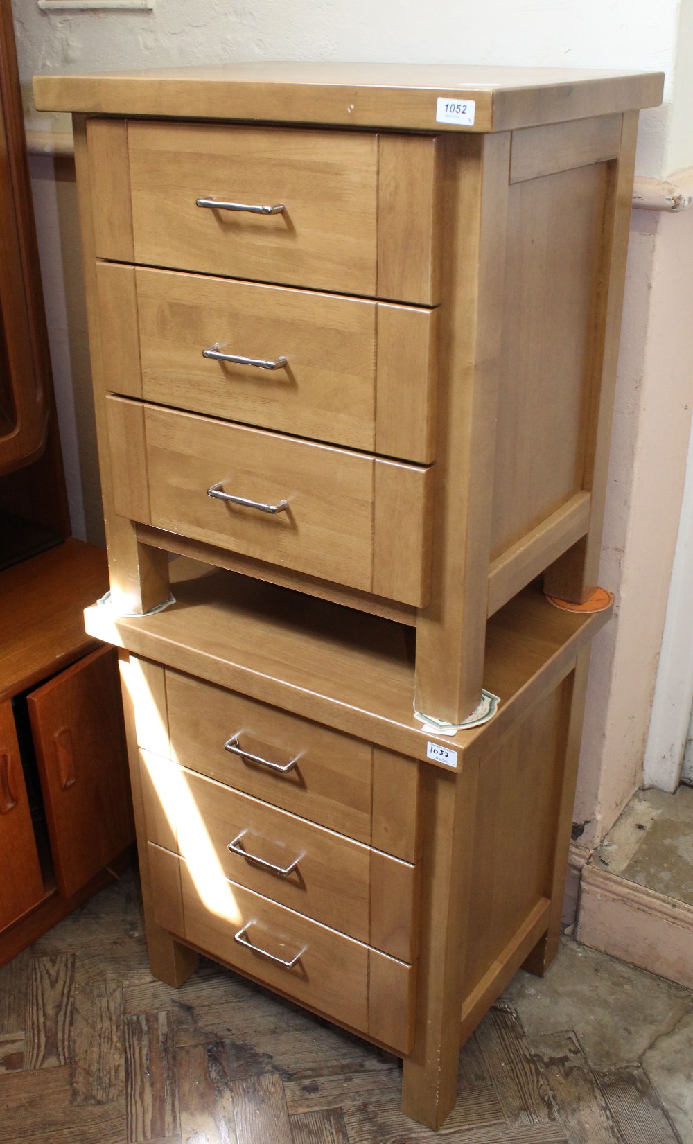 A pair of modern bedside chests