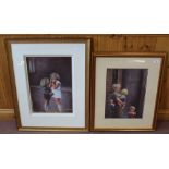 Marc Grimshaw two pastel portraits of children,