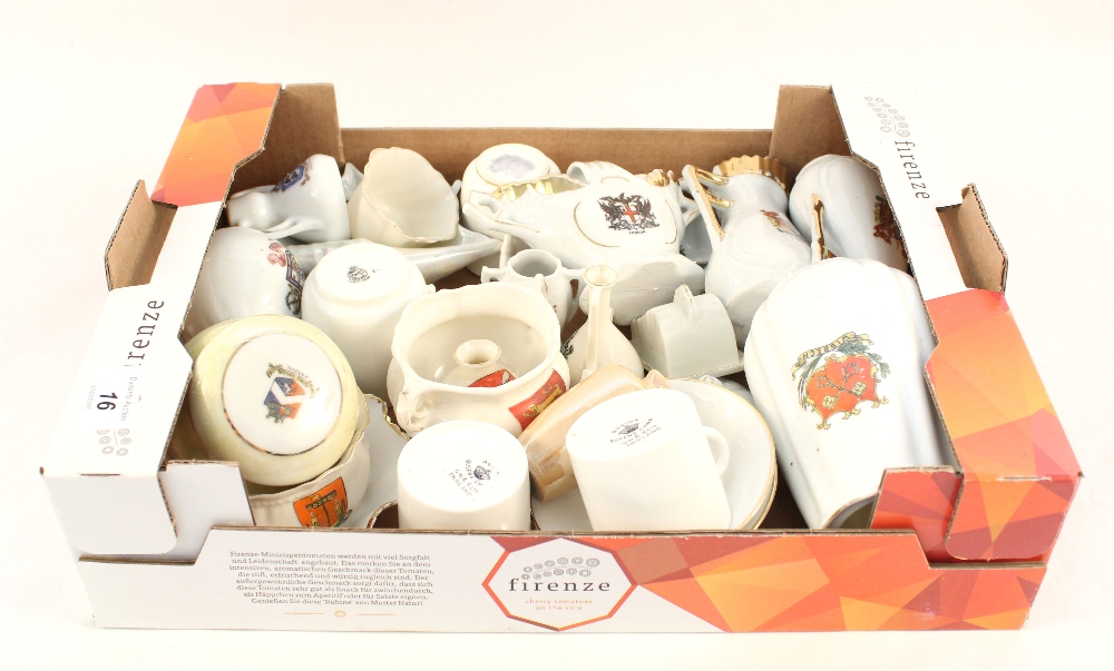 A box of various crested china