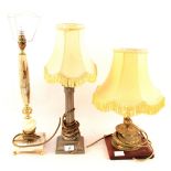 Three various table lamps