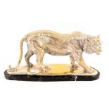 A large brass and silver plated tiger