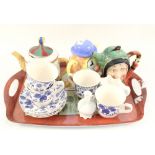 A Beswick Sairey Gamp teapot plus other china