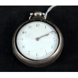 A silver pair cased key wind pocket watch