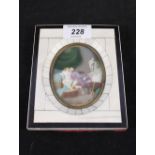 An oval miniature of artist and model in ivory frame,