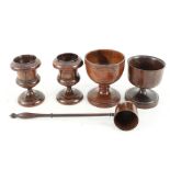 A 19th Century treen ladle plus four other pieces