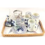 Various items of Delft china and glass