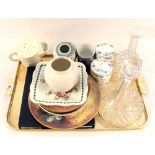 Two cut glass decanters,