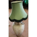 A large pottery table lamp