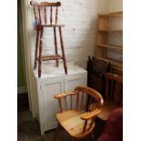 Three various pine chairs,