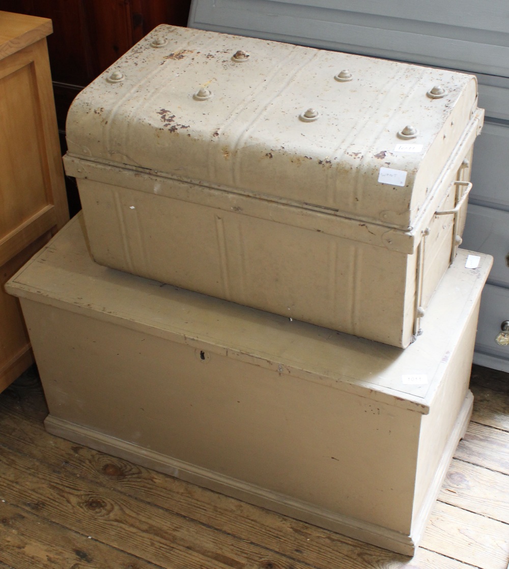 A painted wooden chest,