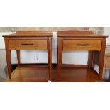 A pair of modern bedside tables with single drawers