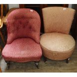 A Victorian tub chair and a 1920's tub chair