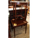 An Edwardian inlaid drum table and mahogany side table