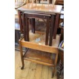 A nest of three tables and a tea trolley