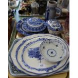 Two Royal Doulton Norfolk meat plates plus other china (tray and two boxes)