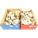 Two boxes of crested china and dolls tea wares