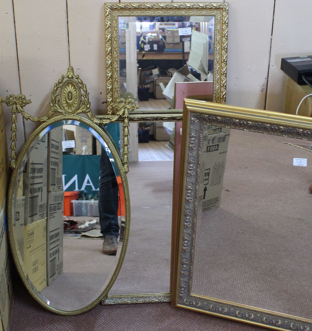 Four various gilt wall mirrors