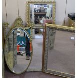 Four various gilt wall mirrors