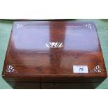 A Victorian mahogany and mother of pearl inlaid workbox