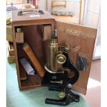 A cased microscope by F.