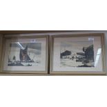 Rowland Hilder three prints of sea and river scenes