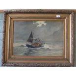 Mowle & Luck 1913 oil on board of vessel YH241 at sea,