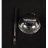 A silver Capstan inkwell plus a Sampson & Mordan pen (as found)