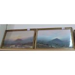 Four moorland scene watercolours