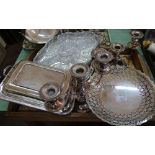 Two trays of silver plate etc