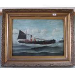 Mowle & Luck 1912 oil on board of vessel YH307 at sea,