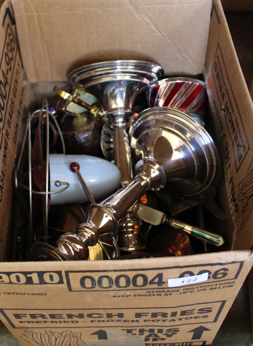 Items of silver plate and sundries to include 1950's Pifco blue Bakelite fan