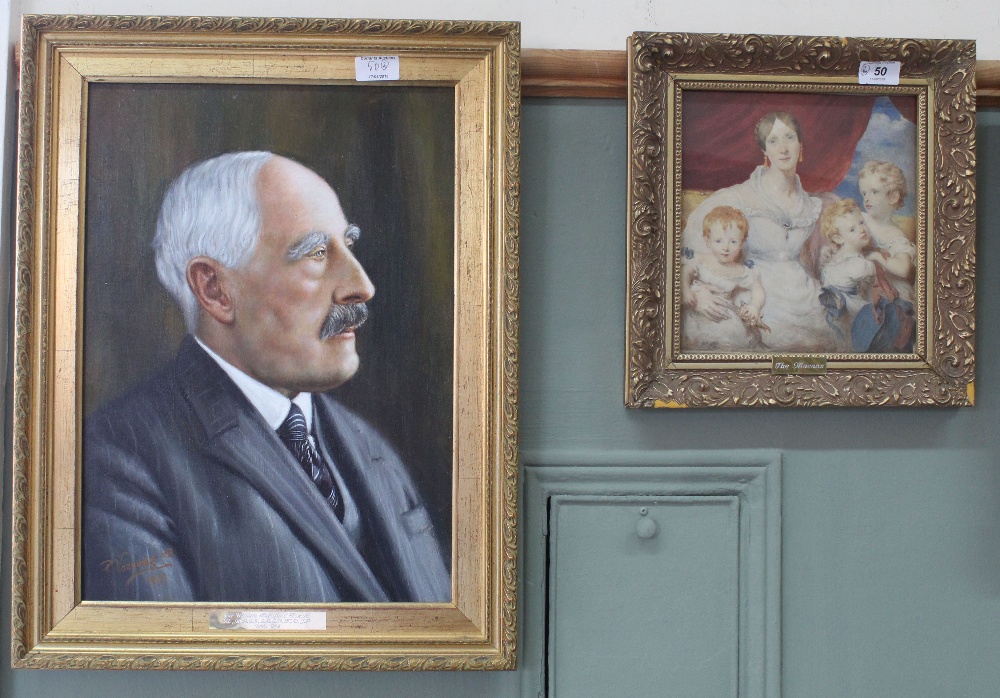 Two portrait oils on canvas of Lady Nora Hastell 1889-1970 and Sir William Hanfield Haslett