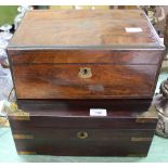 Two 19th Century brass bound writing boxes