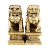 A pair of Chinese gilt metal Dogs of Fo