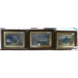 Three unsigned marine and lake scene watercolours,