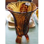 An 'amber' glass vase with red decoration