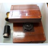 A mahogany plate camera and plates