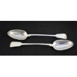 A pair of Georgian silver basting spoons,