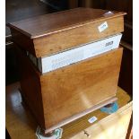 A Victorian mahogany lift top box on turned feet with contents of various LP's