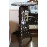 An Anglo-Indian mother of pearl inlaid tripod occasional table