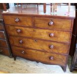 A 19th Century mahogany chest of two short and three long drawers on splayed feet and turned