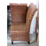 A pair of high back woven cane conservatory chairs