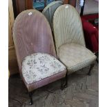 Two Lloyd loom high back chairs with upholstered seats and cabriole legs