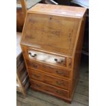 A yew and burr yew veneered modern bureau of small proportions